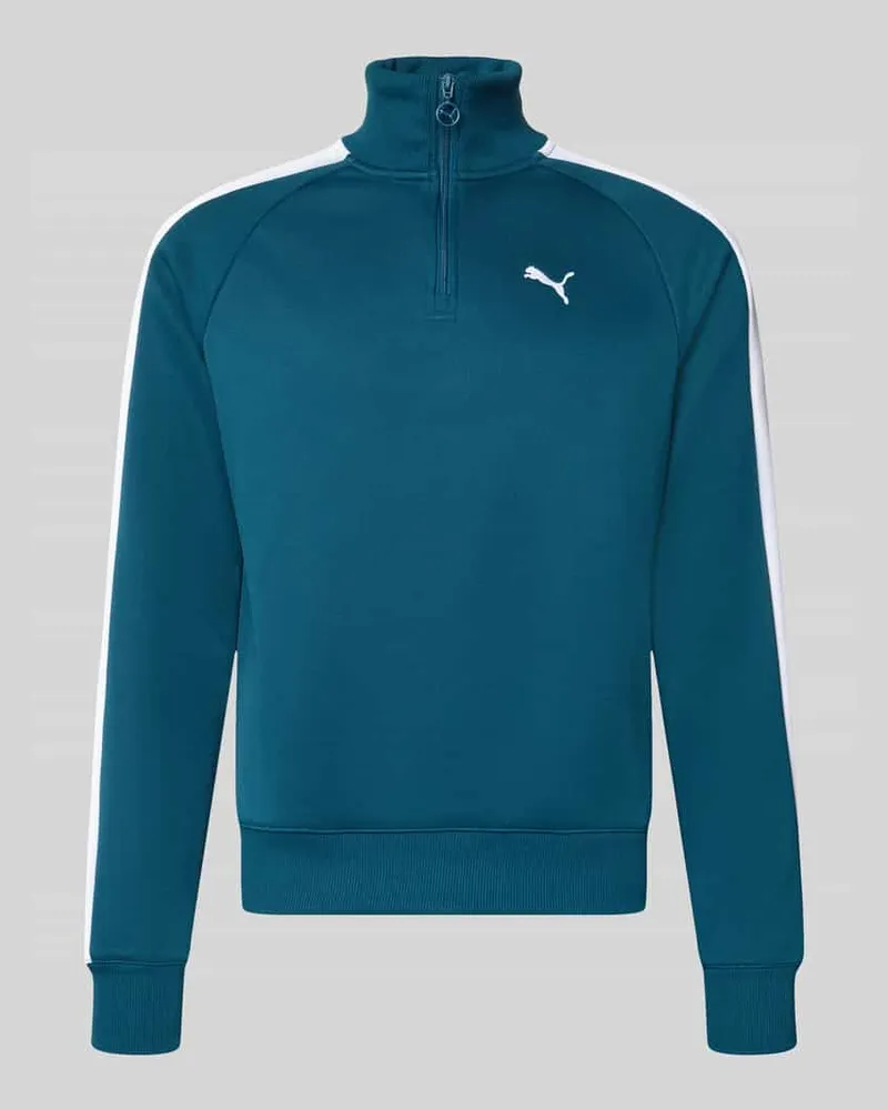 Puma Regular Fit Sweatshirt mit Troyer-Kragen Modell 'T7 ALWAYS ON Petrol