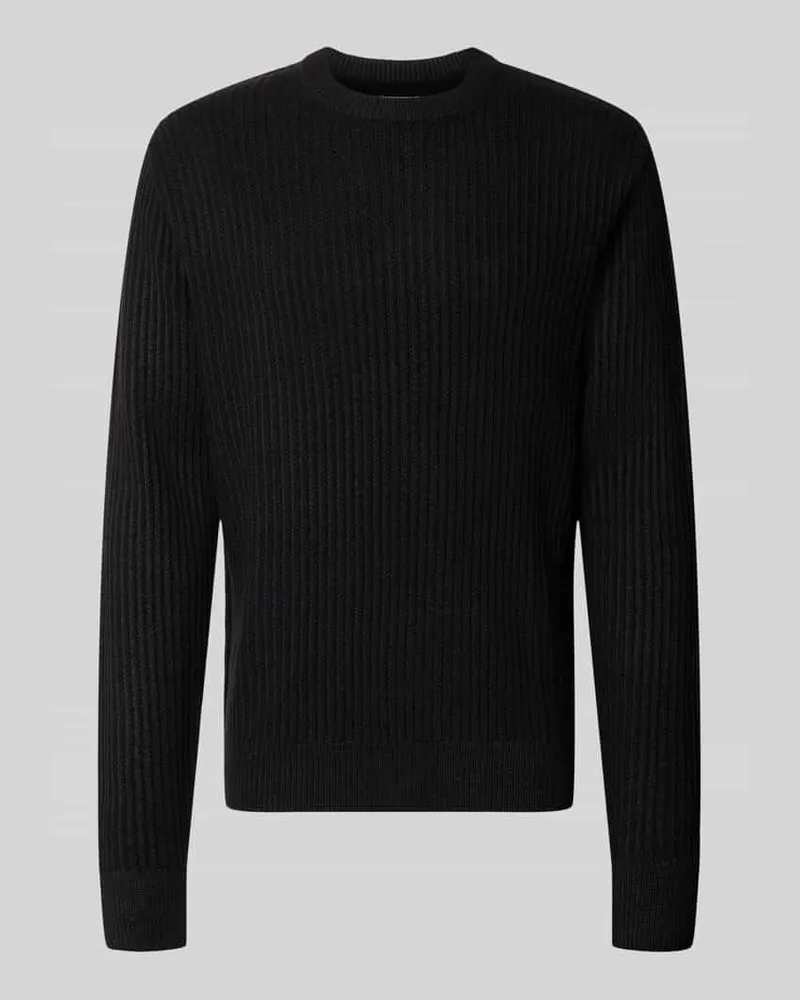 Jack & Jones Regular Fit Strickpullover aus Baumwoll-Mix Modell 'SAGE Black