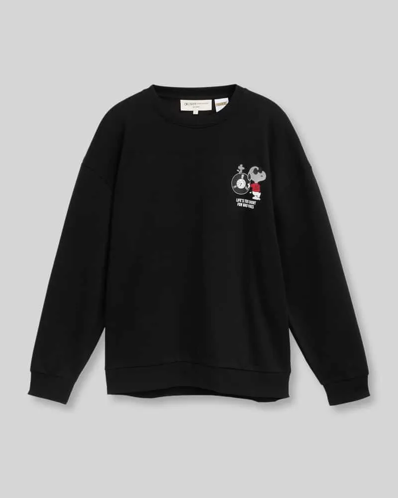 Tom Tailor Relaxed Fit Sweatshirt mit Peanuts Frontstickerei Black