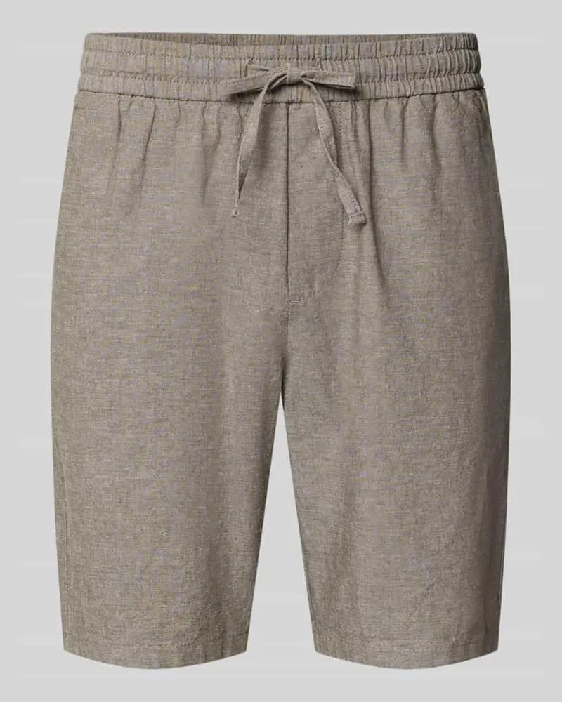 Only & Sons Regular Fit Bermudas aus Baumwoll-Leinen-Mix Modell 'LINUS Taupe