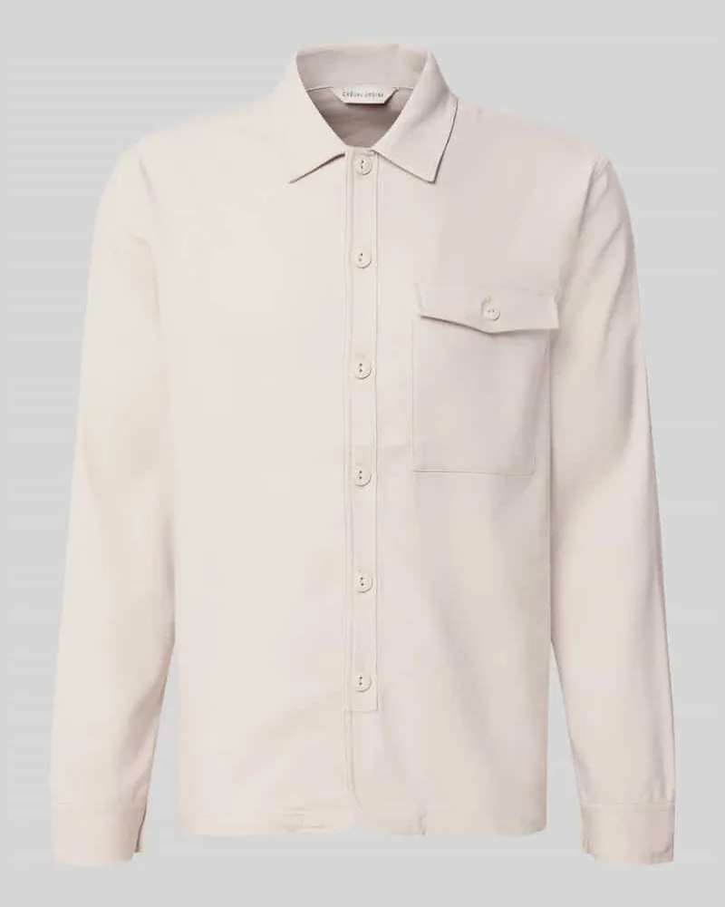 Casual Friday Regular Fit Hemdjacke mit Kentkragen Modell 'BRO Beige
