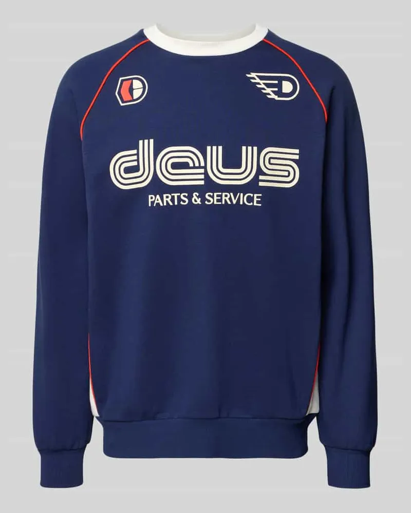Deus Ex Machina Sweatshirt mit Label-Print Modell 'POWER SHIFT CREW Dunkelblau