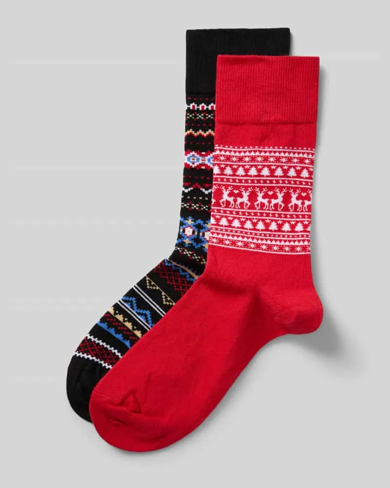 Christian Berg Socken mit geripptem Abschluss Rot
