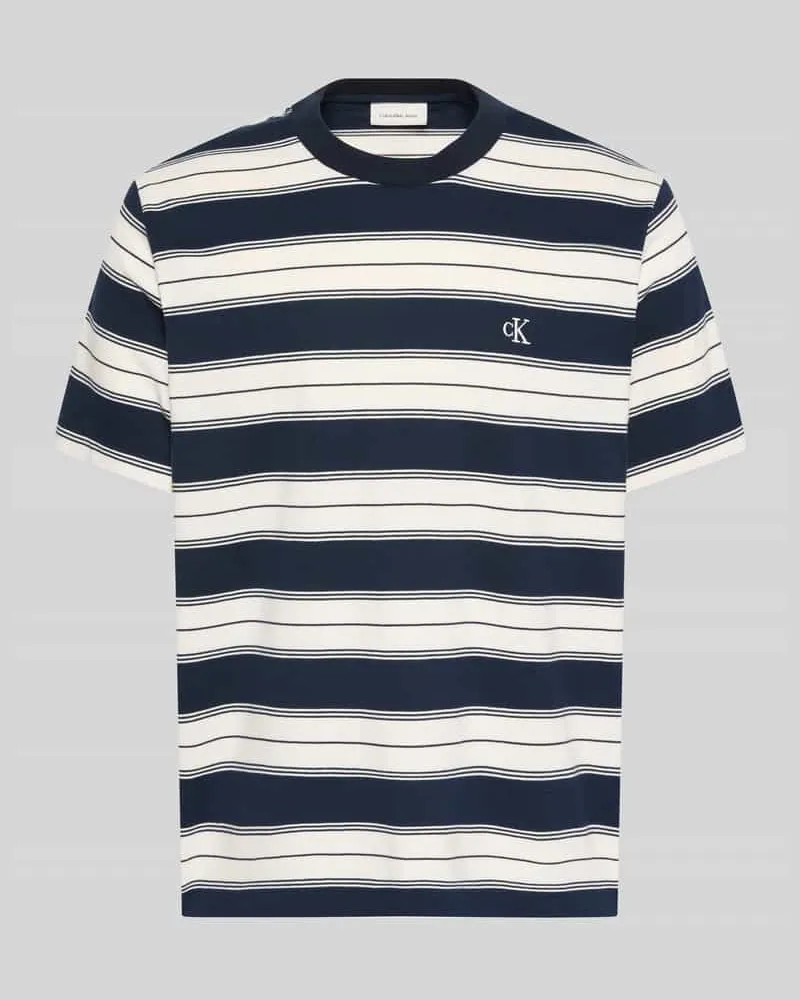 Calvin Klein Regular Fit T-Shirt aus Baumwoll-Mix Marine