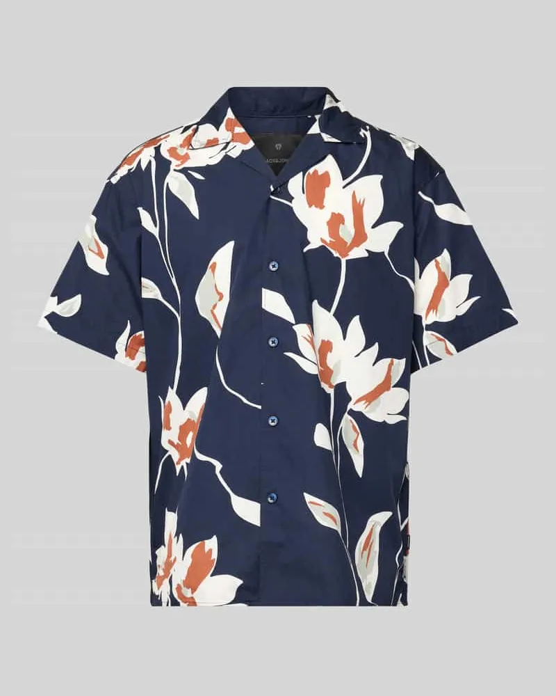 Jack & Jones Regular Fit Freizeithemd mit Resortkragen Modell 'PALERMO Dunkelblau
