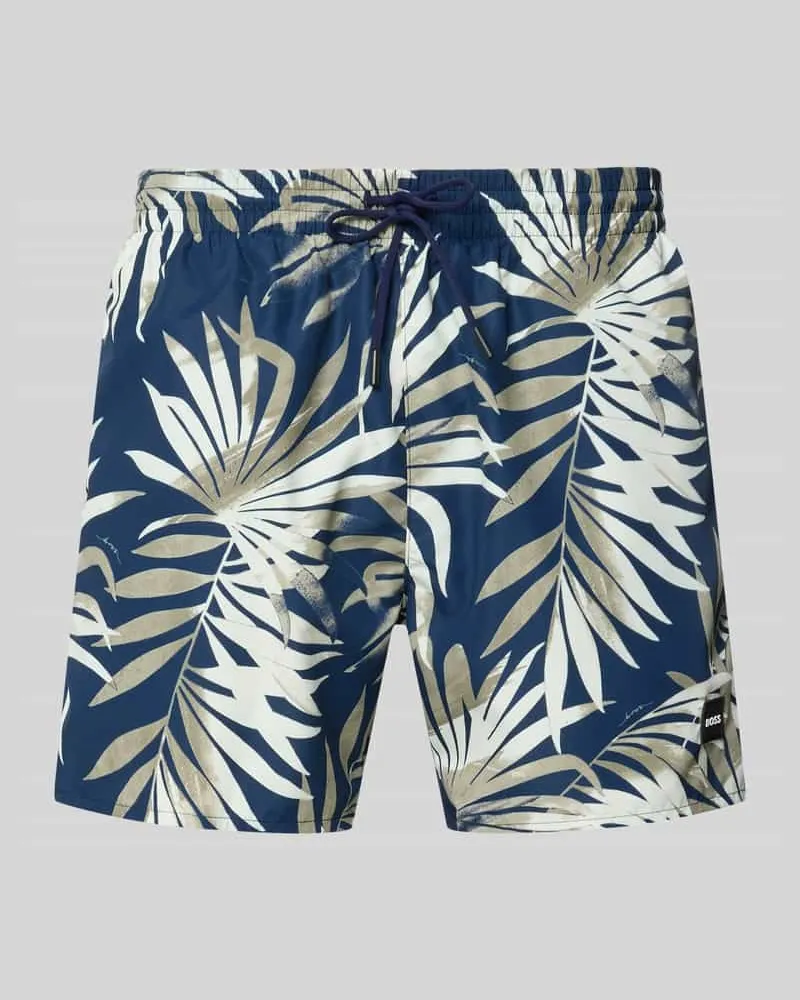 HUGO BOSS Badehose mit Allover-Muster Modell 'PIRANHA Beige
