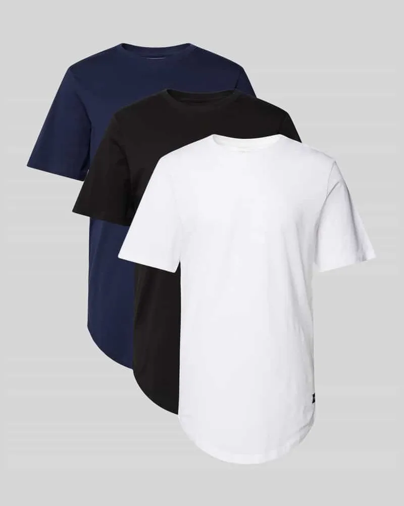 Jack & Jones T-Shirt in unifarbenem Design im 3er-Pack Weiss