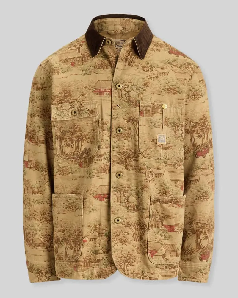 Ralph Lauren Relaxed Fit Hemdjacke aus reiner Baumwolle Beige