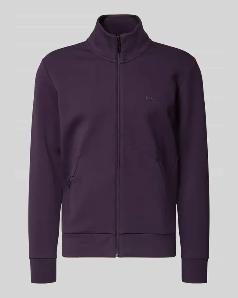 HUGO BOSS Regular Fit Sweatjacke aus Baumwoll-Mix Modell 'SKAZ Purple