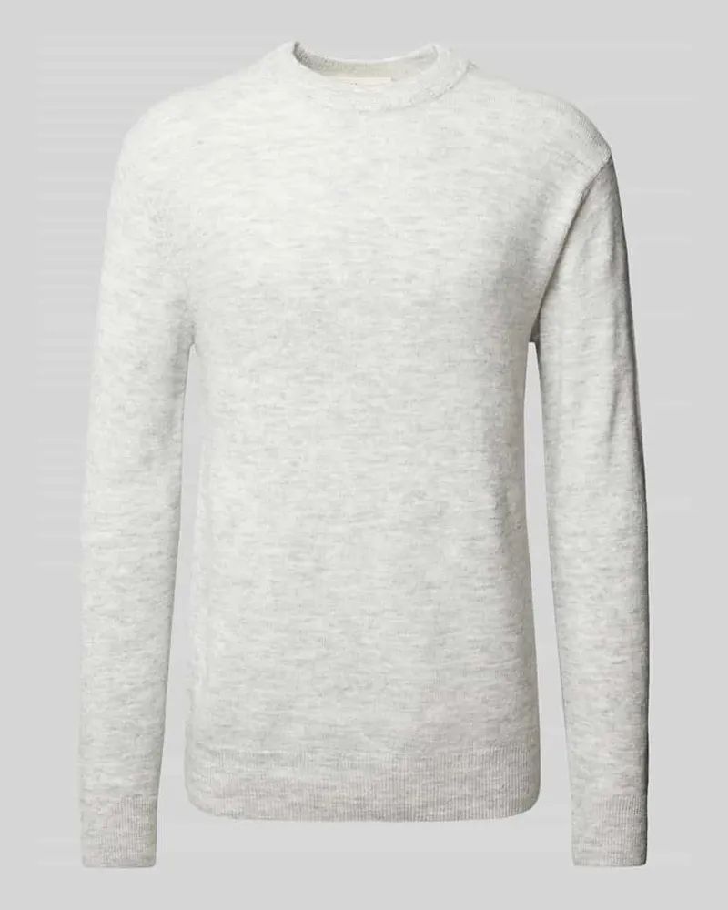 Tom Tailor Regular Fit Strickpullover mit Wolle und Label-Stitching am Ärmel Hellgrau