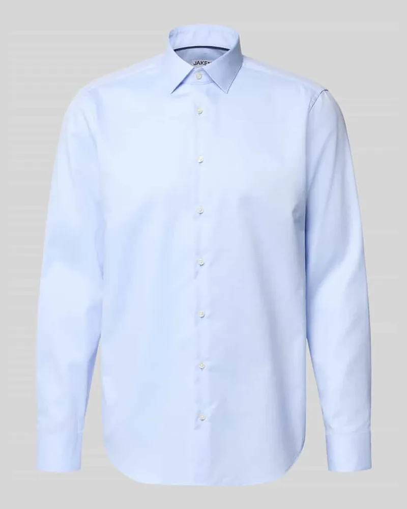 JAKE*S Regular Fit Business Hemd aus Baumwolle mit Kentkragen Bleu