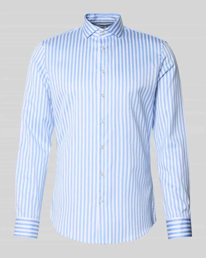 JAKE*S Slim Fit Business Hemd aus Baumwolle mit Haikragen Bleu