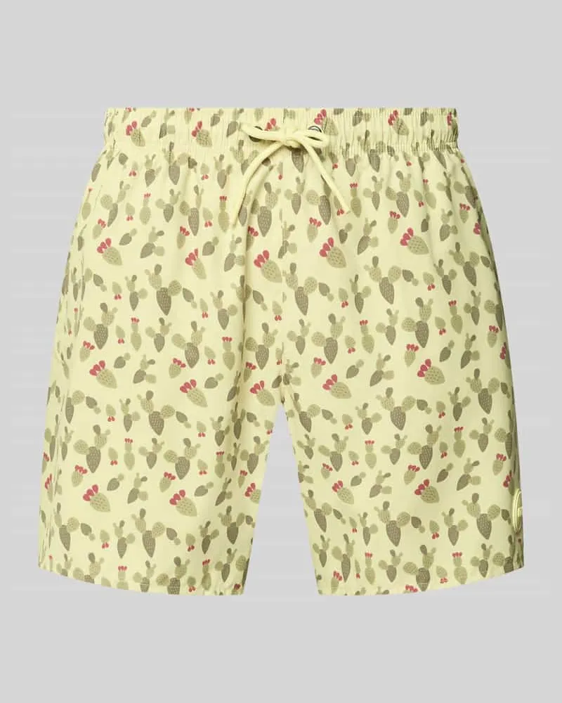Colmar Regular Fit Badehose mit Allover-Motiv-Print Gelb
