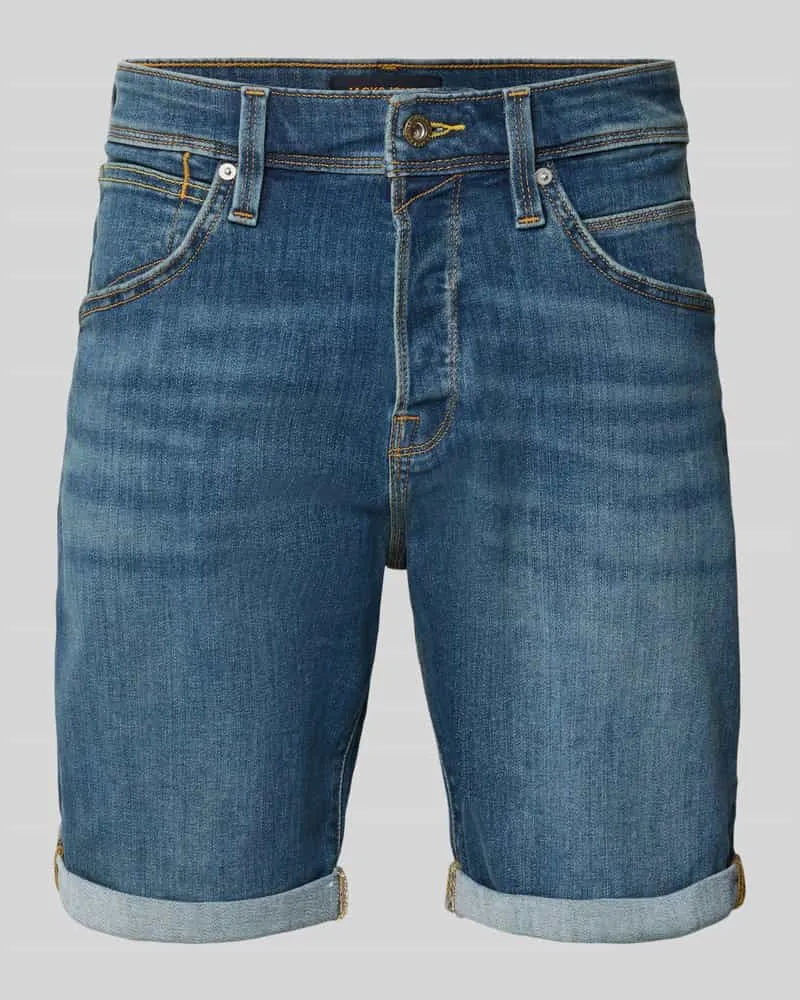 Jack & Jones Jeansshorts mit Umschlag Modell 'RICK Dunkelblau