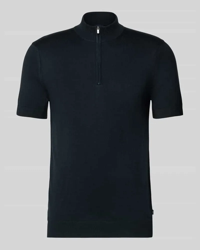 JOOP! Strickshirt aus Viskose-Mix mit Stehkragen Modell 'Vadin Marine