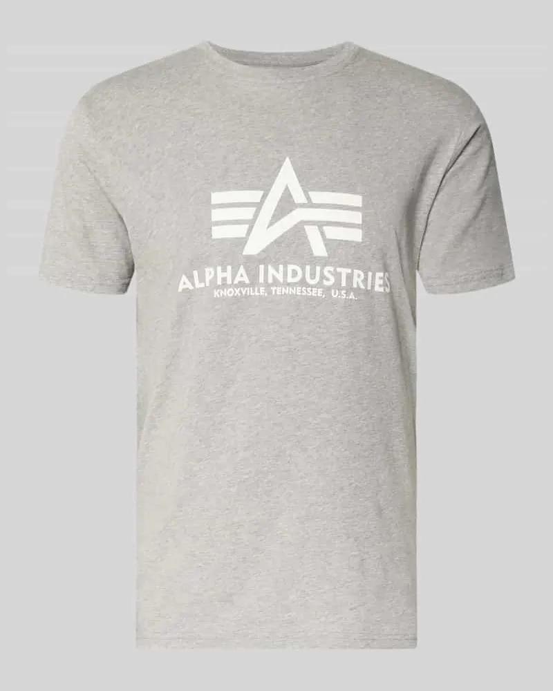Alpha Industries T-Shirt mit Logo und Rundhalsausschnitt Hellgrau
