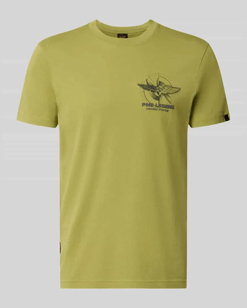 PME Legend T-Shirt mit Label-Print und Rundhalsausschnitt Gruen