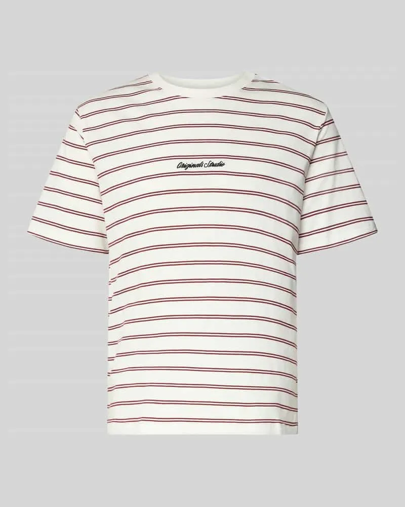 Jack & Jones T-Shirt mit Streifenmuster und Rundhalsausschnitt Offwhite