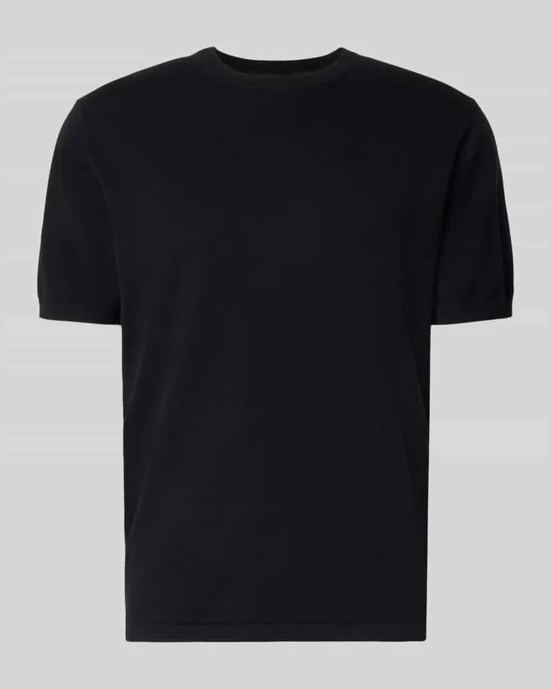 Christian Berg T-Shirt mit geripptem Rundhalsausschnitt Black