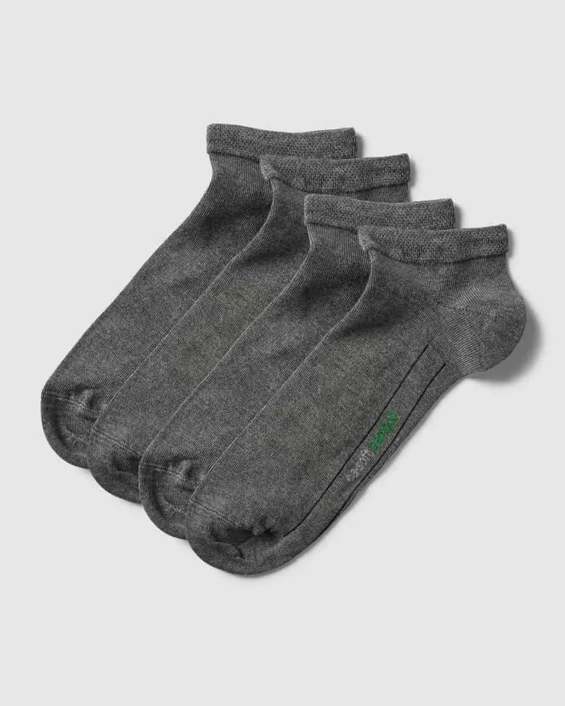 Camano Sneakersocken mit Label-Detail im 4er-Pack Modell 'bamboo Mittelgrau