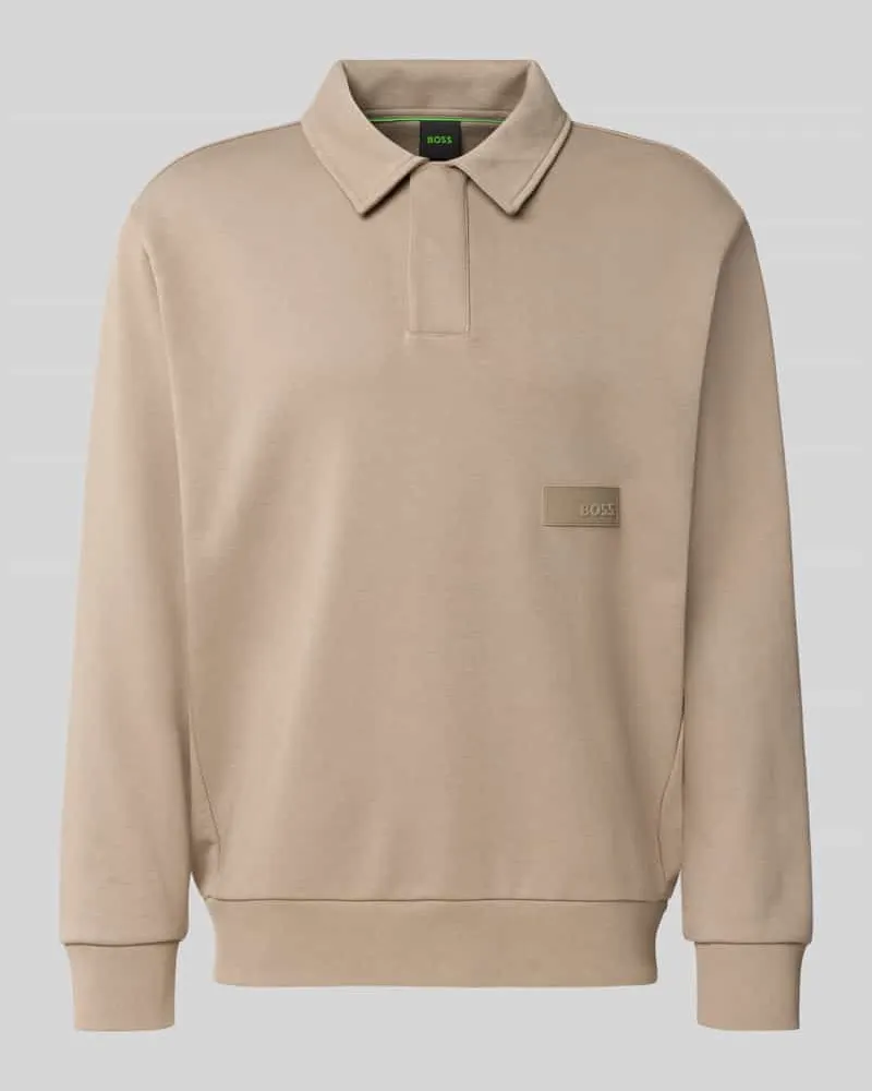 HUGO BOSS Relaxed Fit Sweatshirt aus Baumwoll-Mix Modell 'SW_Placket Polo Sand