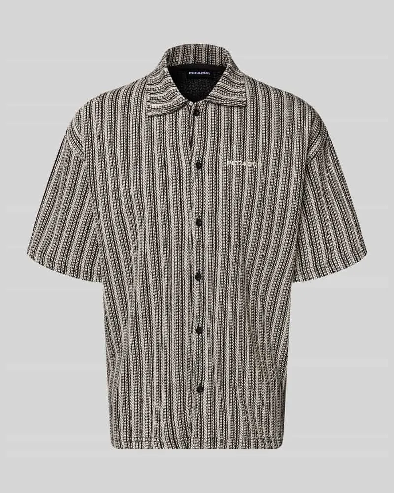 PEGADOR Relaxed Fit Freizeithemd mit Label-Stitching Modell 'Forno Anthrazit