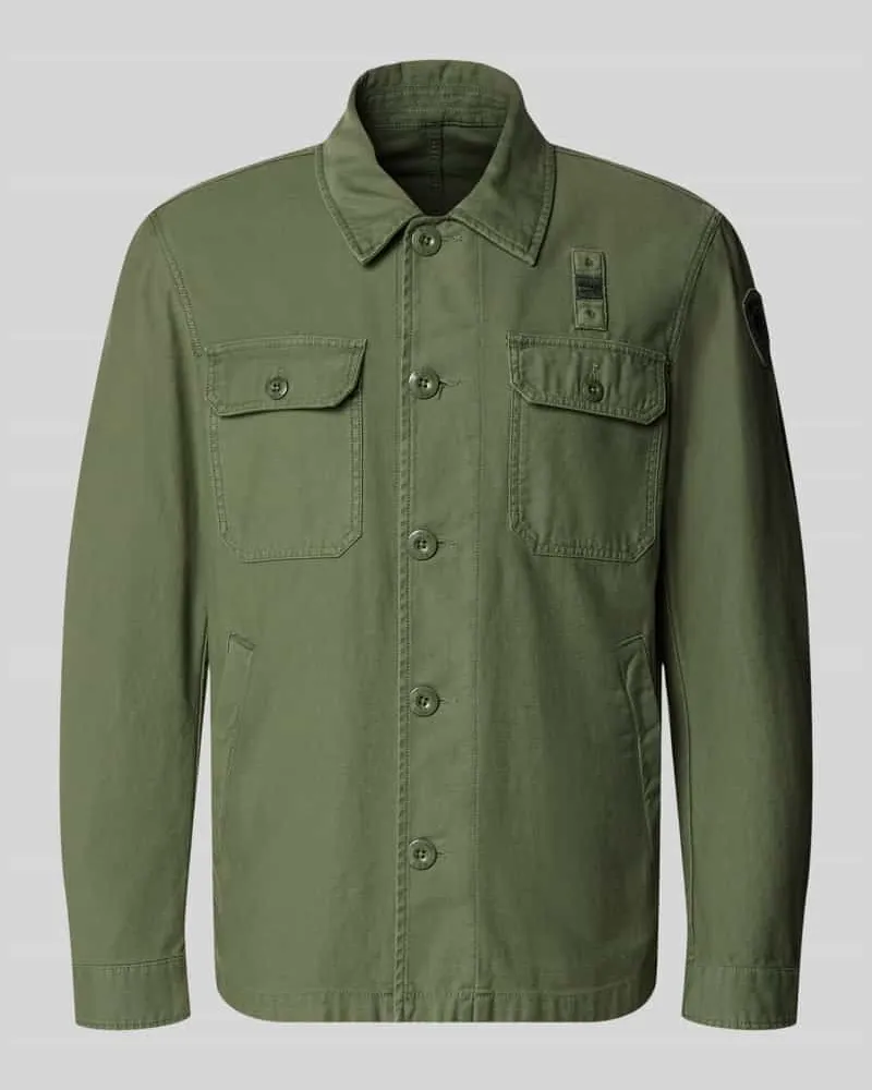 Blauer Regular Fit Hemdjacke mit Brusttaschen Modell 'Goodale Oliv