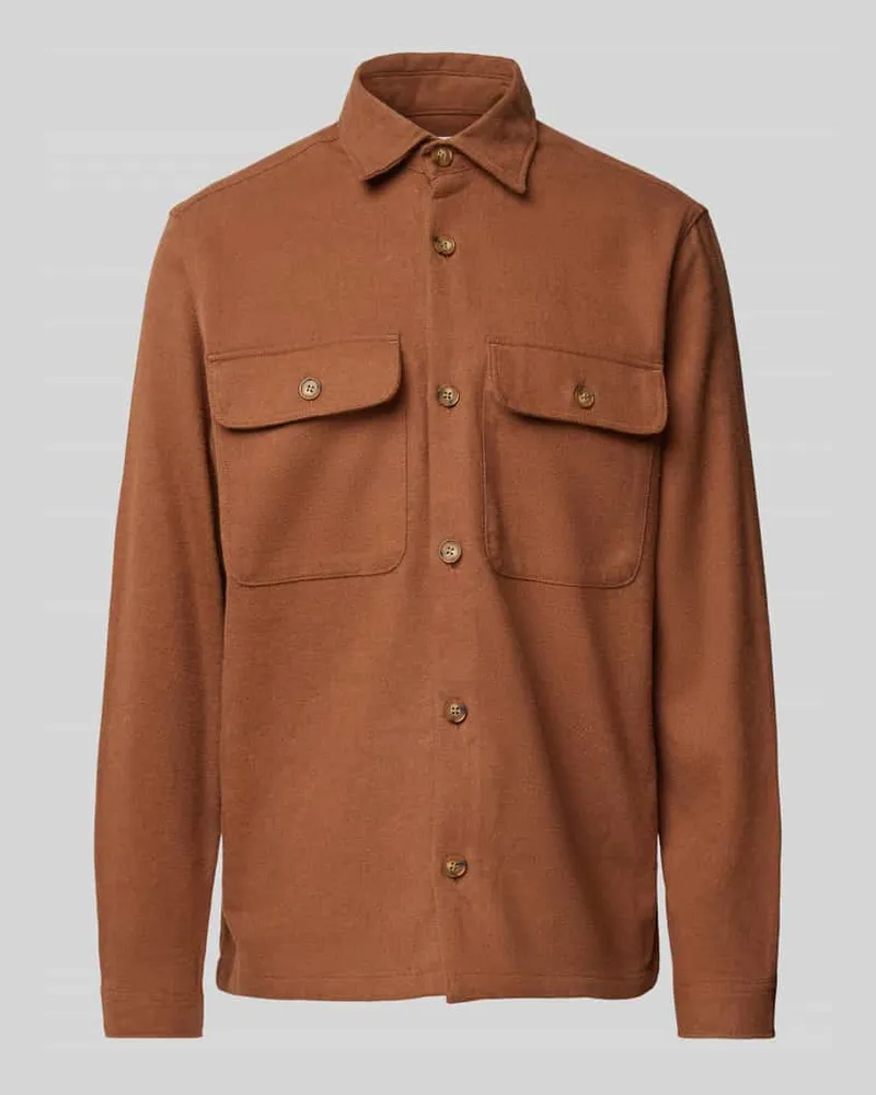 Jack & Jones Comfort Fit Hemdjacke mit Brustpattentaschen Modell 'RAYMOND Cognac