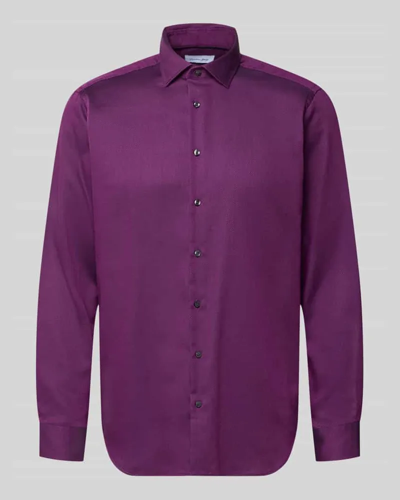 Christian Berg Regular Fit Businesshemd mit Kentkragen Violett