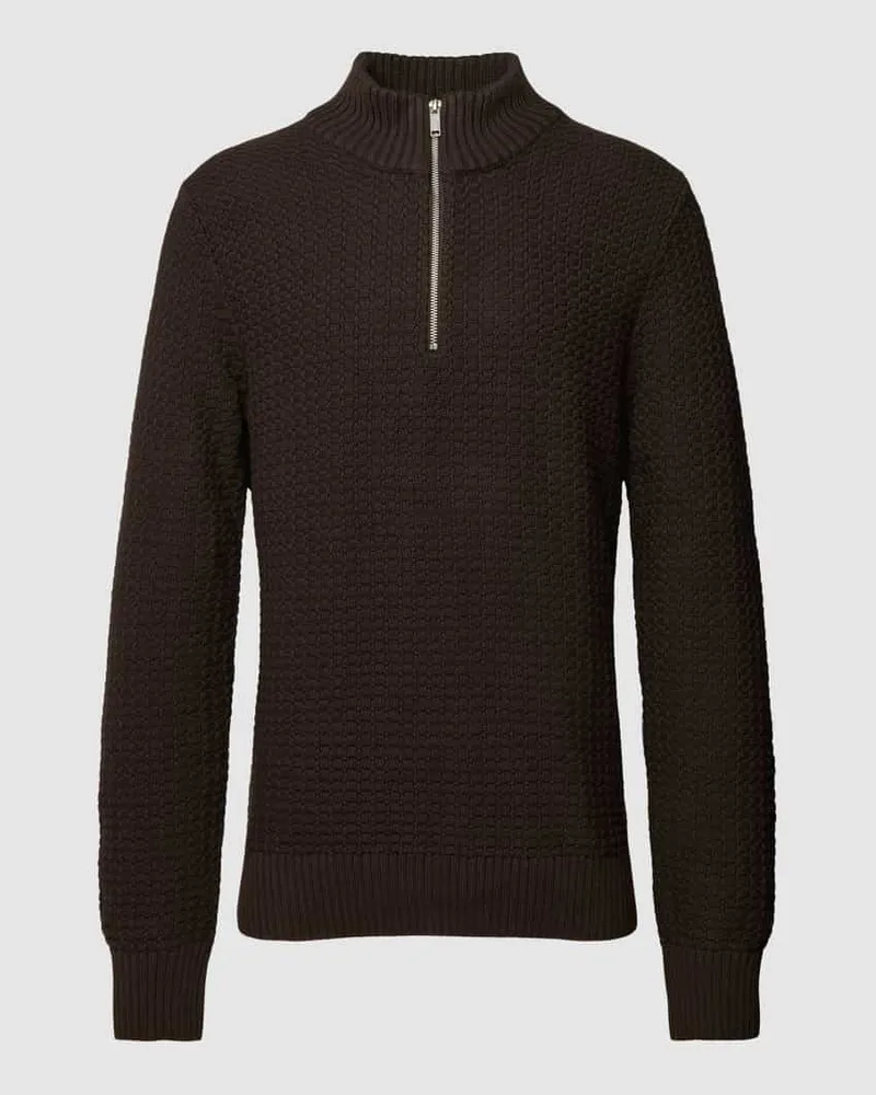 Selected Homme Strickpullover mit Stehkragen und Reißverschluss Modell 'THIM 