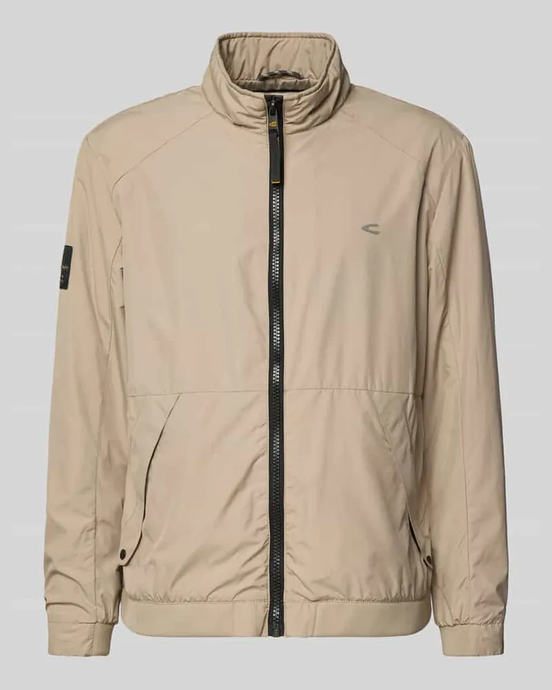 Camel Active Blouson mit Logo-Print und Stehkragen Beige