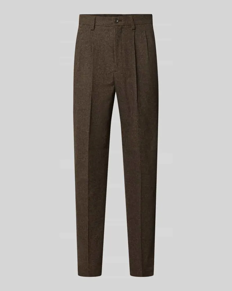 Lindbergh Straight Fit Stoffhose mit Baumwoll-Anteil Schoko
