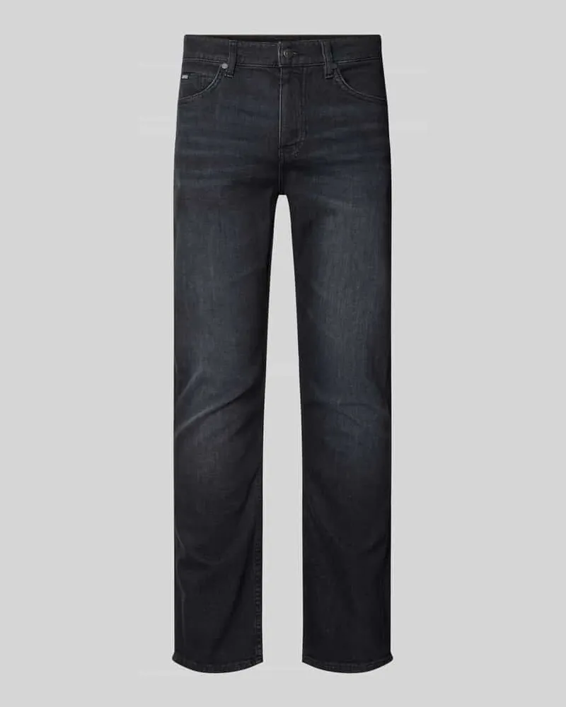 HUGO BOSS Slim Fit Jeans aus Baumwoll-Mix Modell 'Delaware Dunkelgrau