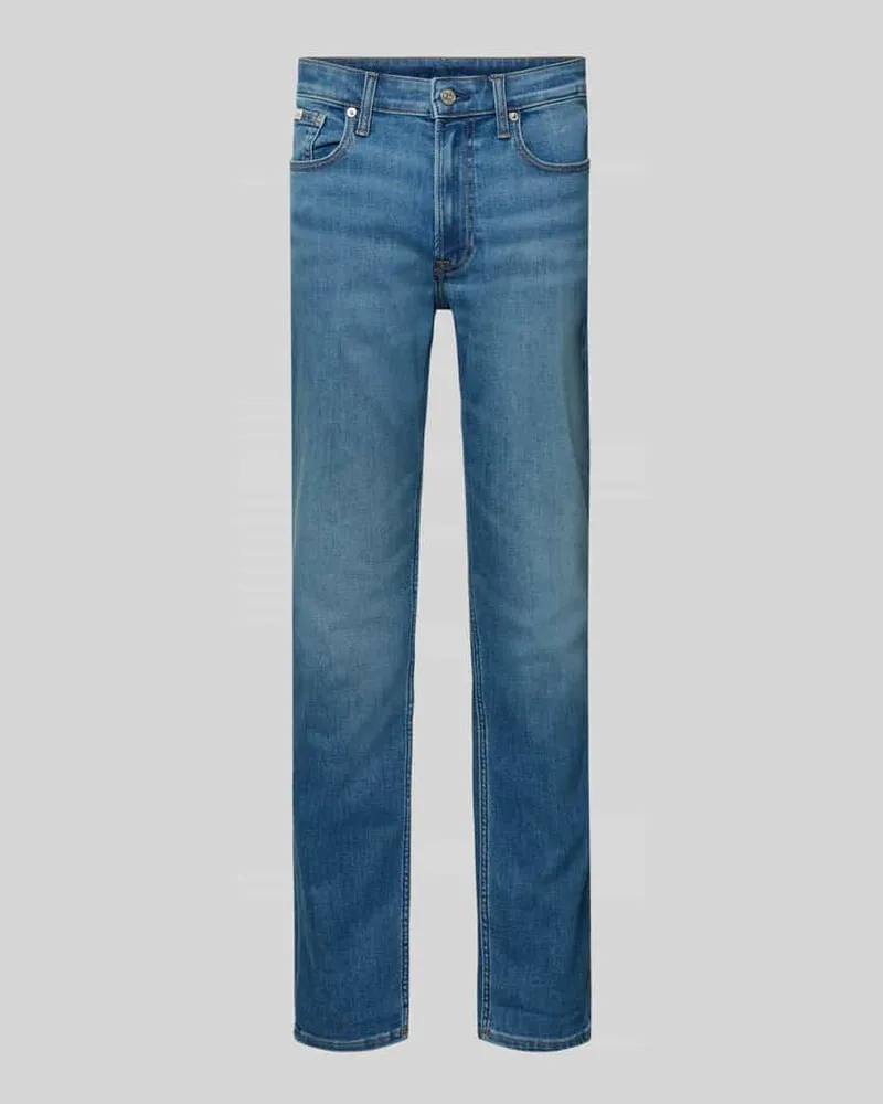 Calvin Klein Slim Fit Jeans mit Logo-Patch Modell 'Clearwater Blau