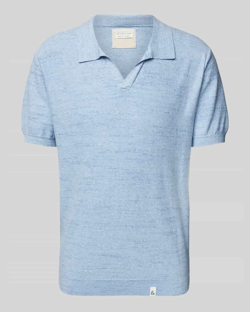 colours & sons Regular Fit Poloshirt mit V-Ausschnitt Hellblau