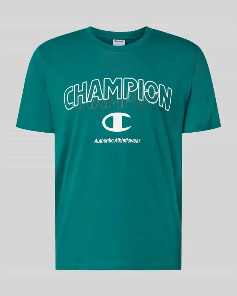 Champion T-Shirt mit Label-Print und Rundhalsausschnitt Dunkelgruen