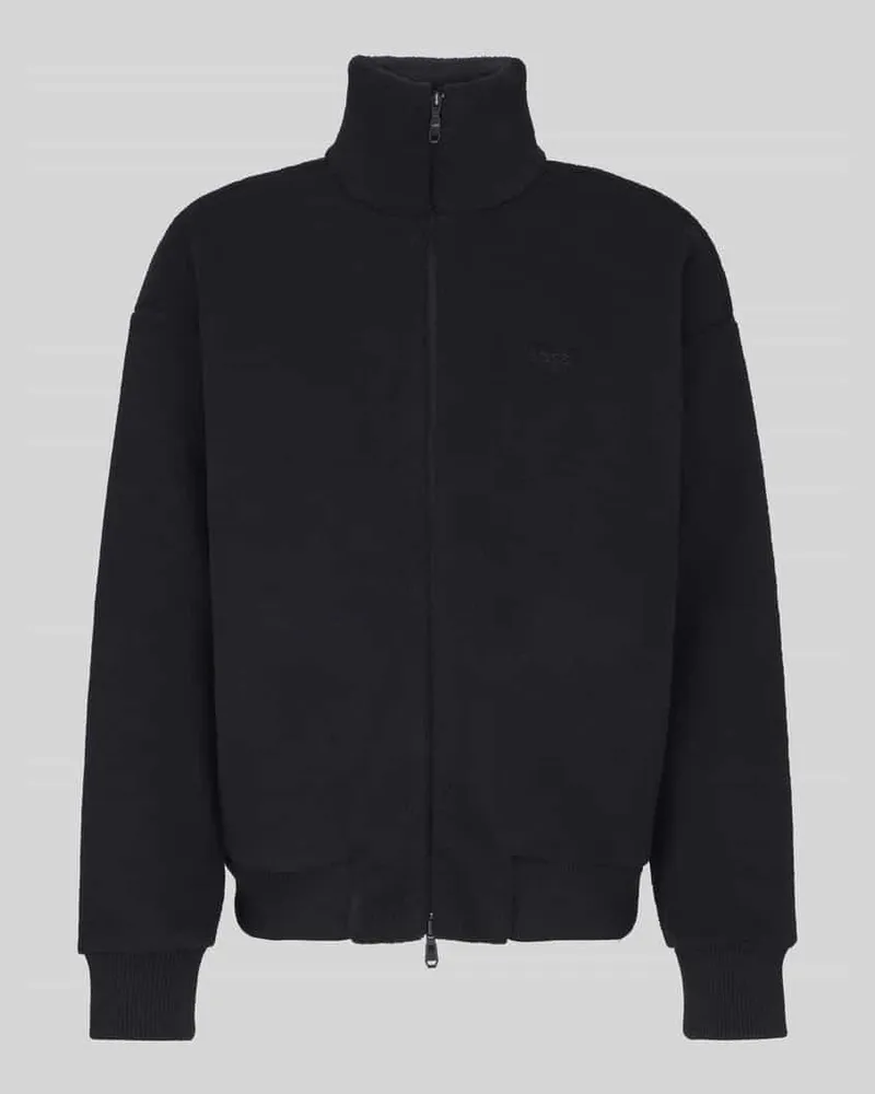 HUGO BOSS Regular Fit Teddyjacke mit Zweiwege Reißverschluss Black
