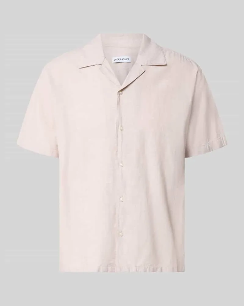 Jack & Jones Regular Fit Freizeithemd aus Baumwoll-Leinen-Mix Sand