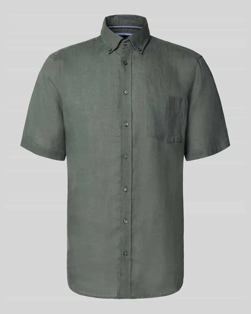 Christian Berg Regular Fit Freizeithemd aus Leinen Stein