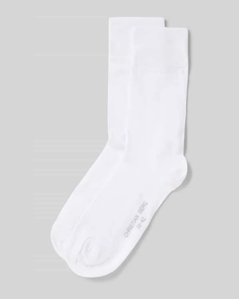 Christian Berg Socken mit geripptem Abschluss im 2er-Pack Weiss