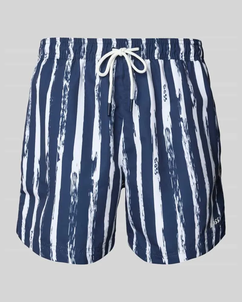 HUGO BOSS Regular Fit Badeshorts mit Mesheinsatz 