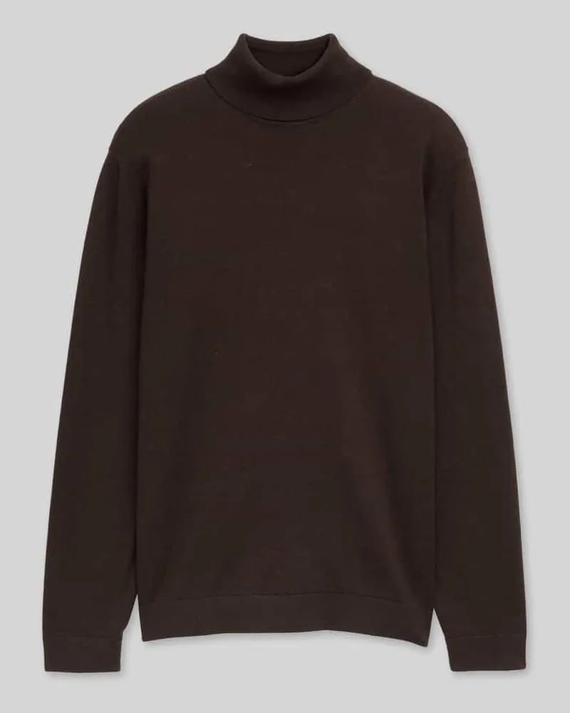 Tom Tailor Rollkragenpullover mit Feinstrickstruktur Dunkelbraun