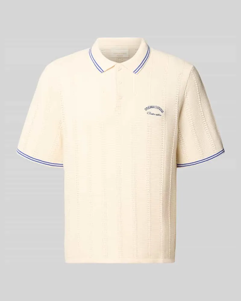 Jack & Jones Regular Fit Poloshirt in Strick-Optik Modell 'Menton Beige
