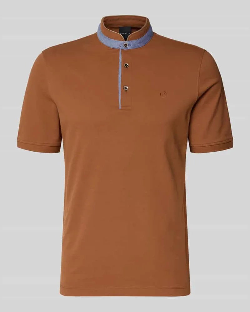 Bugatti Regular Fit Poloshirt mit Stehkragen und Logo-Stitching Hazel