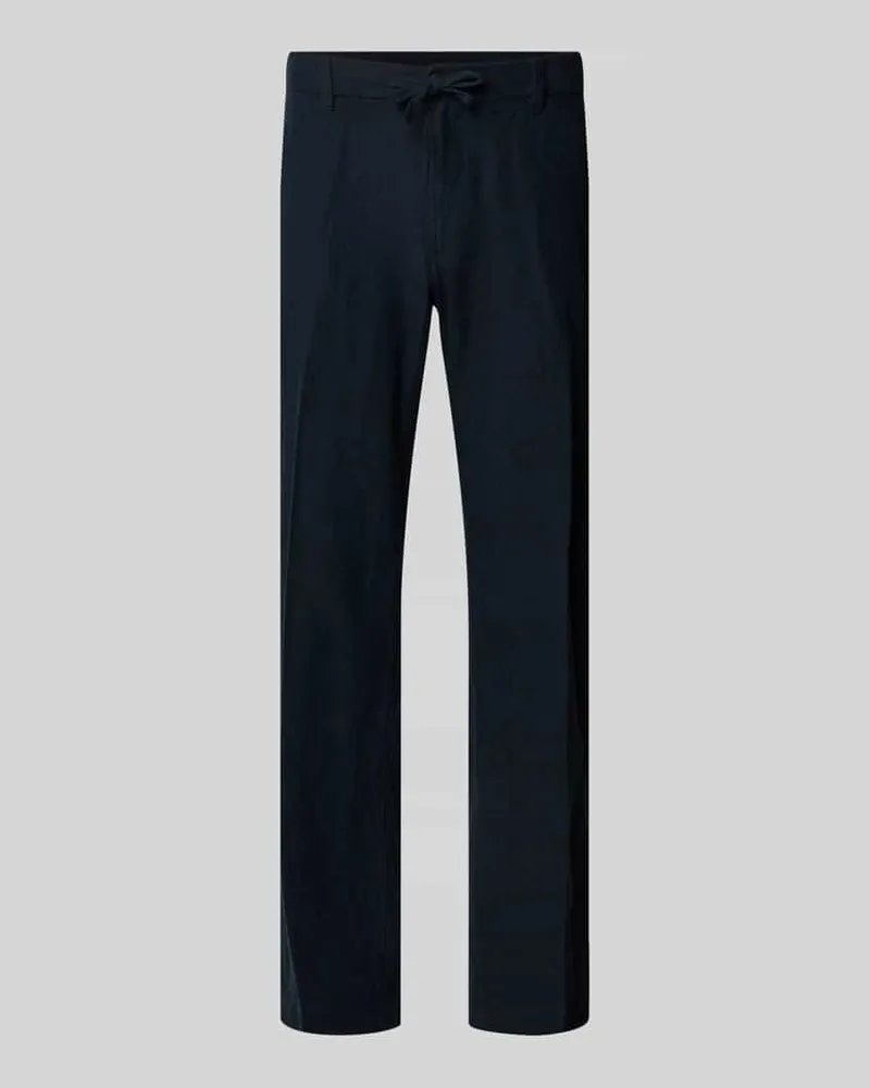 Selected Homme Straight Leg Leinenhose mit Tunnelzug Modell 'LEROY Dunkelblau