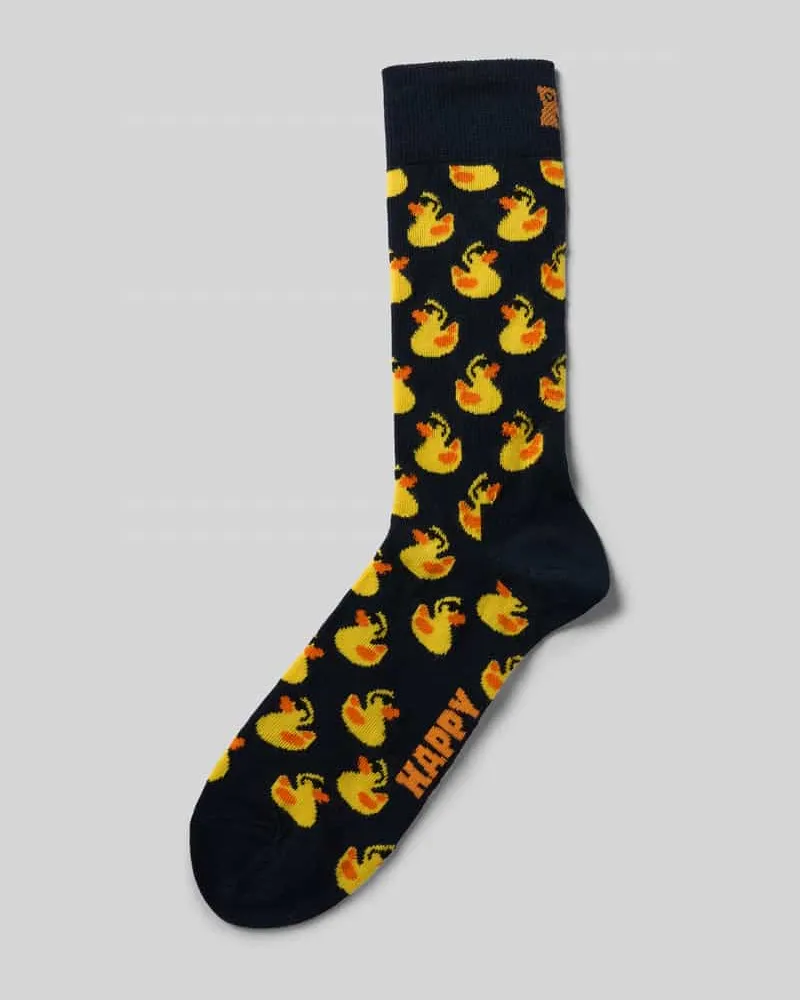 Happy Socks Socken mit Label-Print Marine