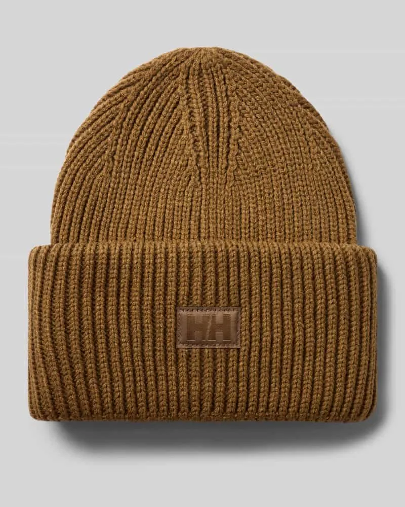 Helly Hansen Beanie in Strick-Optik mit Logo-Patch Camel