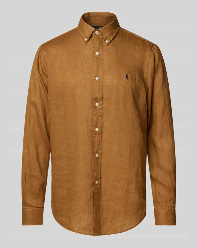 Ralph Lauren Custom Fit Freizeithemd aus reinem Leinen Dunkelbraun