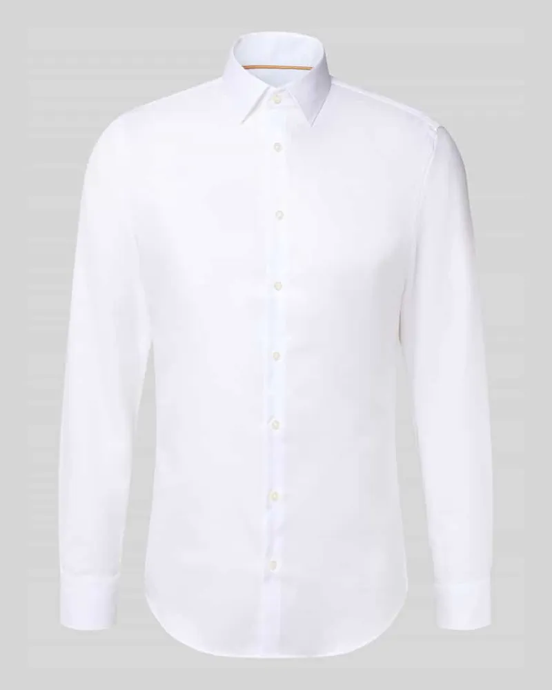 JAKE*S Slim Fit Businesshemd aus Baumwolle mit Kentkragen Weiss