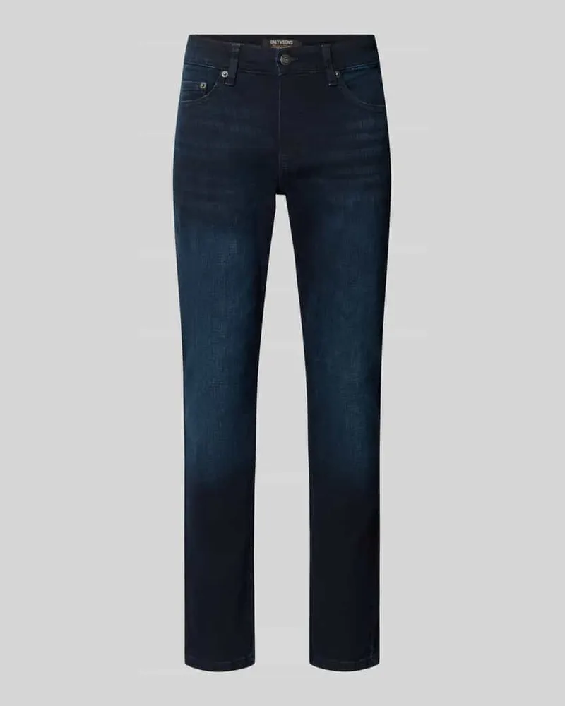 Only & Sons Slim Fit Jeans aus Baumwoll-Mix Modell 'LOOM Jeansblau